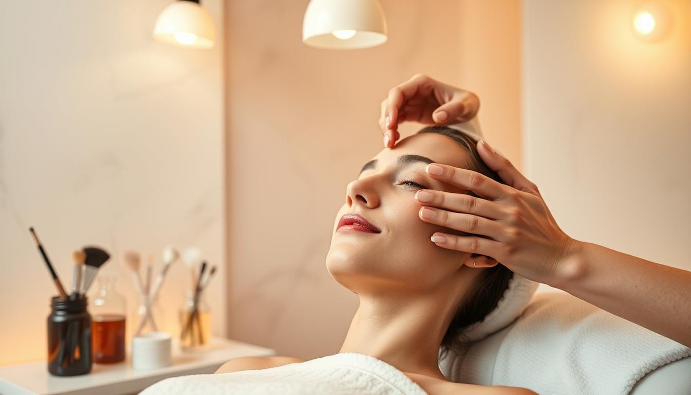 Accelerated esthetician programs use concentrated schedules; a skincare student practices a facial technique.