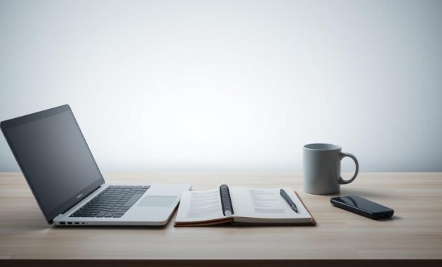 A well-organized desk with a laptop, a notebook, and a cup of coffee, set against a clean, minimalist background. The lighting is soft and diffuse, creating a serene and focused atmosphere. The image should convey a sense of preparation and planning, with the laptop and notebook suggesting the creation of a comprehensive "prep plan" for an upcoming international job interview. The composition should be balanced and visually appealing, drawing the viewer's attention to the key elements that represent the "prep plan" concept. A well-organized desk with a laptop, a notebook, and a cup of coffee, set against a clean, minimalist background. The lighting is soft and diffuse, creating a serene and focused atmosphere. The image should convey a sense of preparation and planning, with the laptop and notebook suggesting the creation of a comprehensive "prep plan" for an upcoming international job interview. The composition should be balanced and visually appealing, drawing the viewer's attention to the key elements that represent the "prep plan" concept.