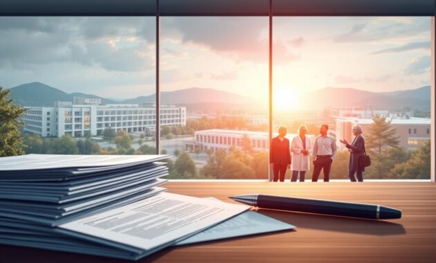 A richly detailed illustration of medicare advantage plans, showcasing a serene healthcare landscape. In the foreground, a stack of documents and a pen symbolize the planning and decision-making process. The middle ground features a group of senior citizens discussing their options under the warm glow of a softly lit medical office. In the background, a panoramic view of a modern hospital campus, its architecture blending seamlessly with the natural surroundings. The overall mood is one of trust, security, and a focus on personalized healthcare solutions for the elderly. Captured through the lens of a professional photographer, this image conveys the importance of building a comprehensive medicare portfolio.