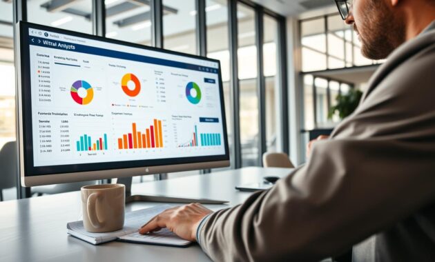 A financial analyst in a modern office, thoughtfully analyzing graphs and charts on a sleek computer screen, representing fees and expense ratios in mutual funds. The foreground features a close-up of the analyst's hands, skillfully navigating between spreadsheets and digital graphs. In the middle ground, a large monitor displays colorful pie charts and bar graphs illustrating various expense ratios with clear labels, while a coffee mug sits beside a notebook filled with calculations. The background showcases a contemporary office environment with large windows, allowing soft, natural light to create a productive yet calm atmosphere. The lighting is bright and even, enhancing the professional mood of financial analysis and strategic investment planning. A financial analyst in a modern office, thoughtfully analyzing graphs and charts on a sleek computer screen, representing fees and expense ratios in mutual funds. The foreground features a close-up of the analyst's hands, skillfully navigating between spreadsheets and digital graphs. In the middle ground, a large monitor displays colorful pie charts and bar graphs illustrating various expense ratios with clear labels, while a coffee mug sits beside a notebook filled with calculations. The background showcases a contemporary office environment with large windows, allowing soft, natural light to create a productive yet calm atmosphere. The lighting is bright and even, enhancing the professional mood of financial analysis and strategic investment planning.