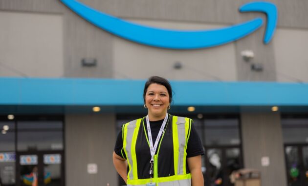 Black Friday jobs 2026: Amazon employee outside an operations facility