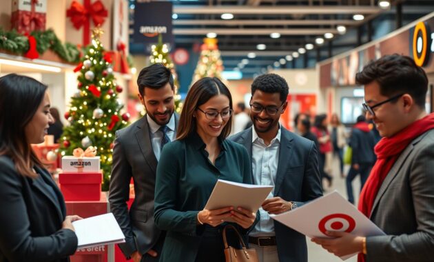 Illustration of job seekers preparing for seasonal retail hiring