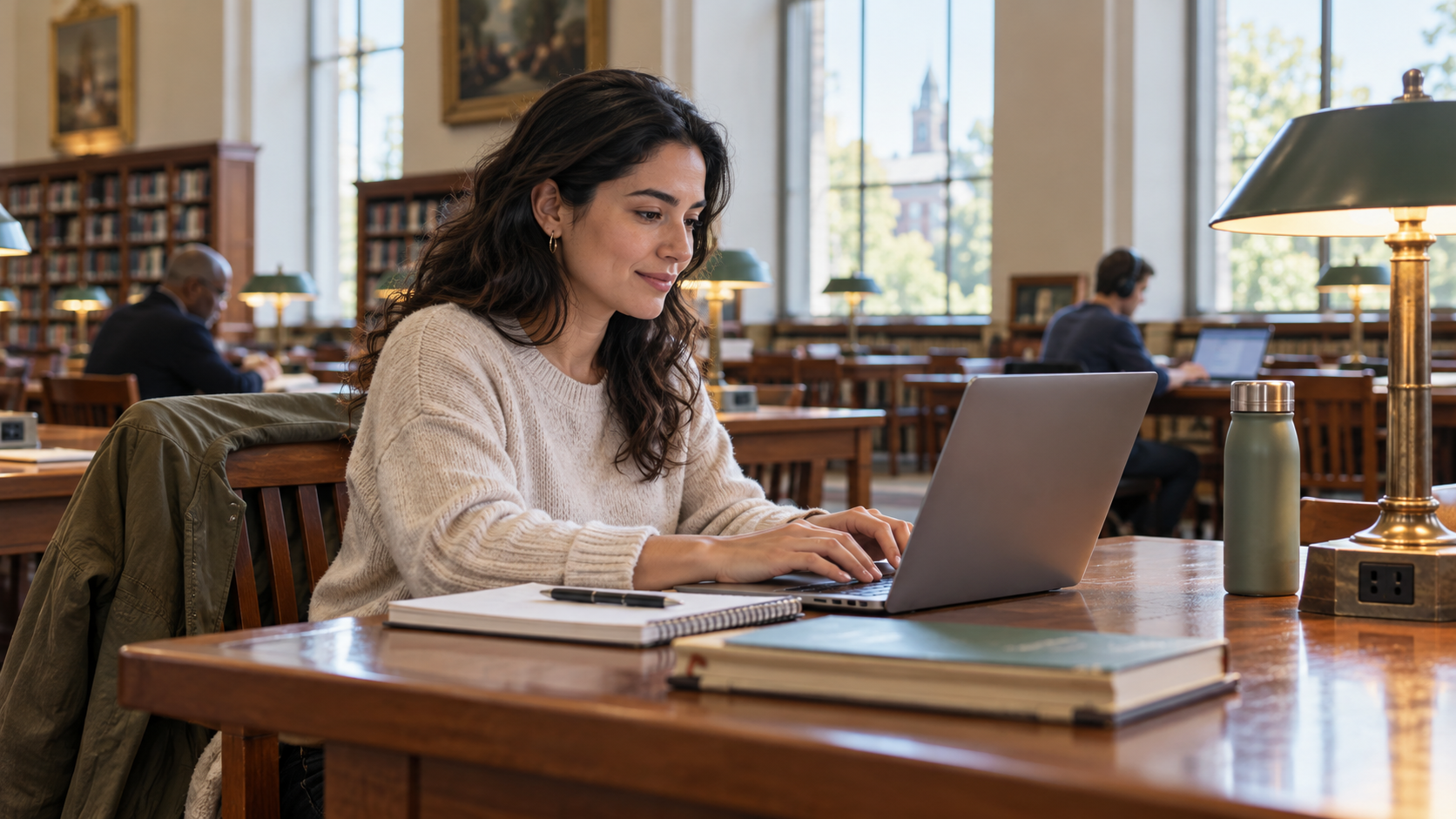 Best places to work remotely? Quiet library desk for focused laptop work.